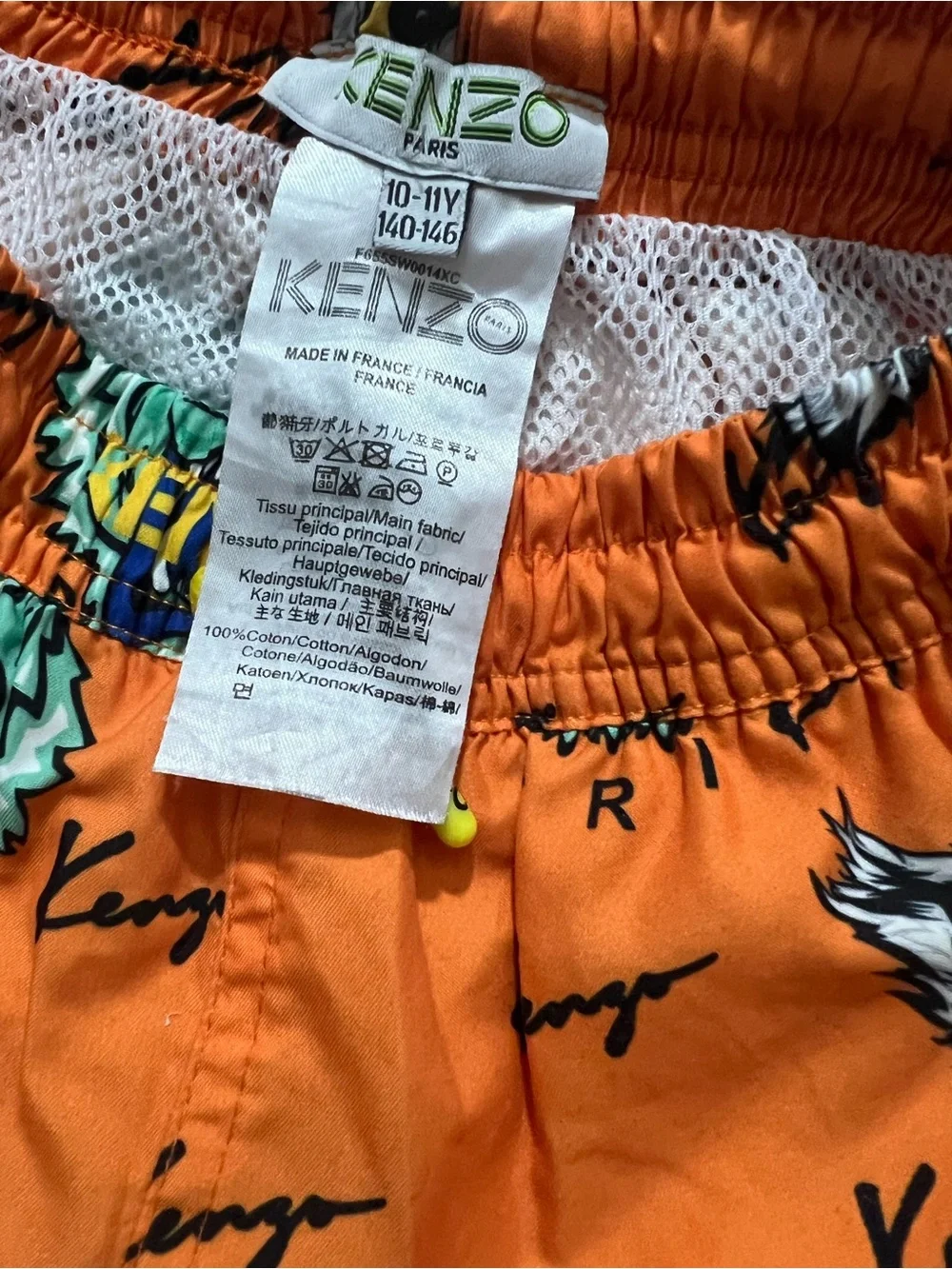 Kenzo Kids Orange Tiger Print Swim Shorts